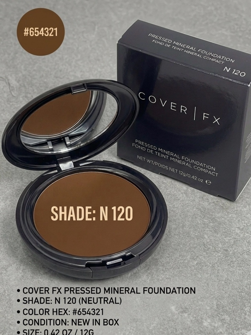 COVER FX Pressed Mineral Foundation - Shade N120 Brown